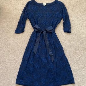 Navy Blue Lace Shabby Apple A-Line Dress